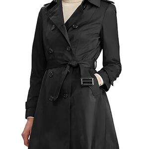 Black Double-Breasted Trench Coat by Lauren Ralph Lauren